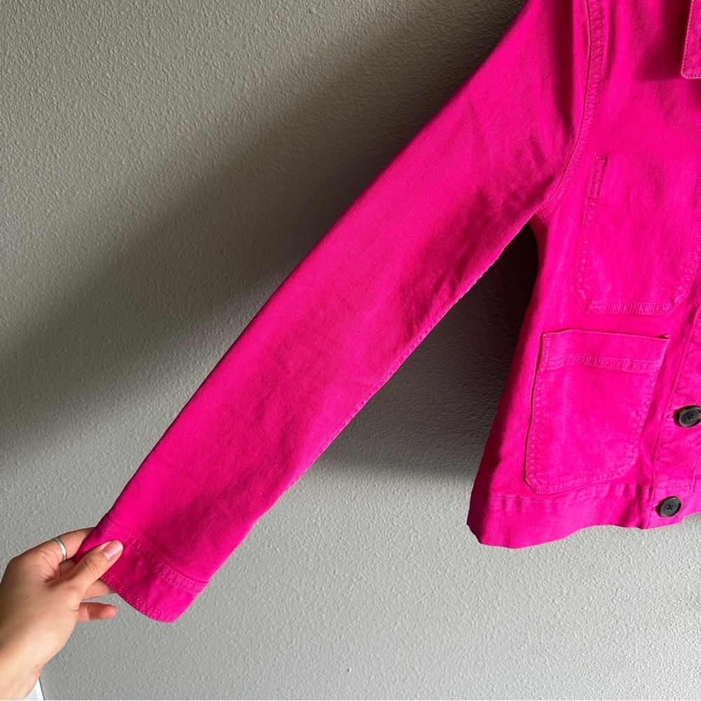 Loft Bright Pink Denim Jacket XS - Picture 6 of 11